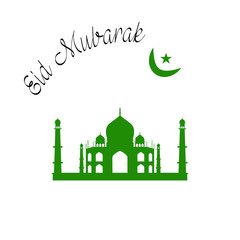 Eid Mubarak Vector Illustration with text  for an Islamic Muslim festival