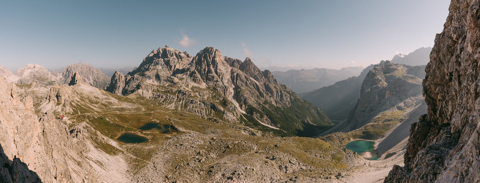 Aussicht vom Paternkofel Klettersteig in den Dolomiten, Italien