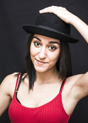 Portrait of a beautiful woman  with hat