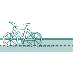 bicycle vehicle in the road isolated icon vector illustration design