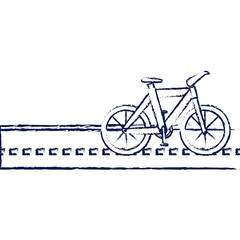 bicycle vehicle in the road isolated icon vector illustration design