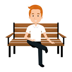 man sitting on park chair vector illustration design