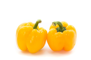 Yellow capsicum or sweet pepper isolated on white background