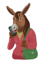 The donkey talking on the mobile phone/ Donkey talking on the mobile phone, to make a screensaver on your phone who is calling you, laugh your secret