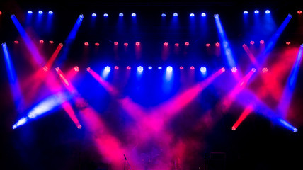 Fototapeta na wymiar Free stage with multicolored lights