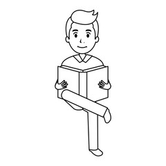 man reading textbook character vector illustration design