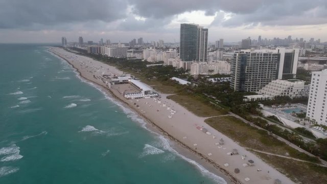 Miami Beach Florida Aerial Overview Shore Waterfront