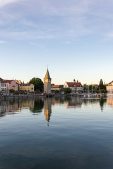 Fototapeta na wymiar Idyllic view of Lindau, Bodensee, in South Germany - Stock image