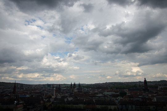 Dramatic clouds, Würzburg, in South Germany - Stock image