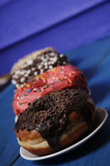 donuts on a wooden table