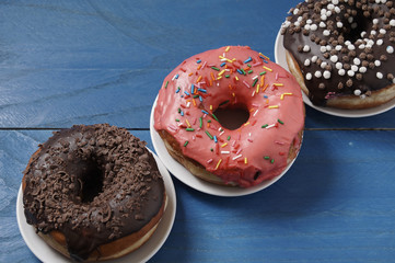 donuts on a wooden table