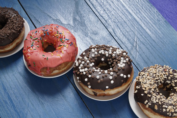 donuts on a wooden table