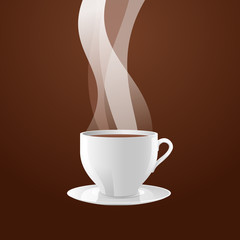 White cup of coffee. Vector illustration