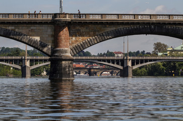 Fototapeta na wymiar Scenic view of bridges on the Vltava river. Prague, Czech Republic.