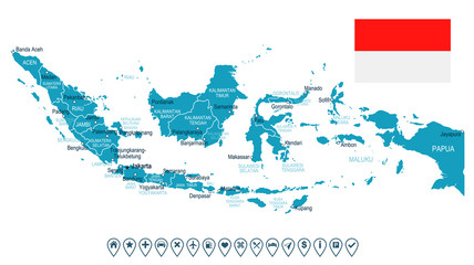 Indonesia - map and flag – illustration