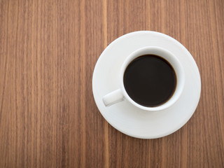 Black coffee in a white cup