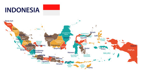Indonesia - map and flag – illustration