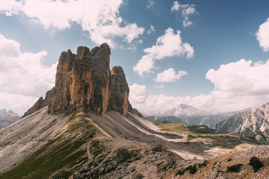 Paternsattel und Die Drei Zinnen in den Dolomiten, Italien