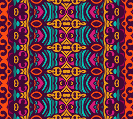 ethnic colorful geometric striped seamless pattern