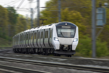 Passenger train in motion