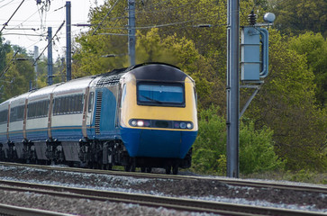 Fast passenger train in motion