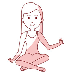 beautiful and young woman sitting character vector illustration design