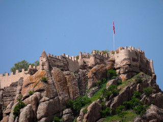 Afyon, Turkey - May 12, 2017: ancient castle in Afyon, Turkey