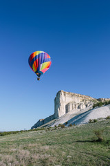 Fototapeta na wymiar Hot Air Balloon Flights Near Mountains
