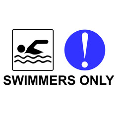 Swim icon vector and exclamation mark symbol