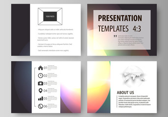 Set of business templates for presentation slides. Easy editable abstract vector layouts. Retro style, mystical Sci-Fi background. Futuristic trendy design.
