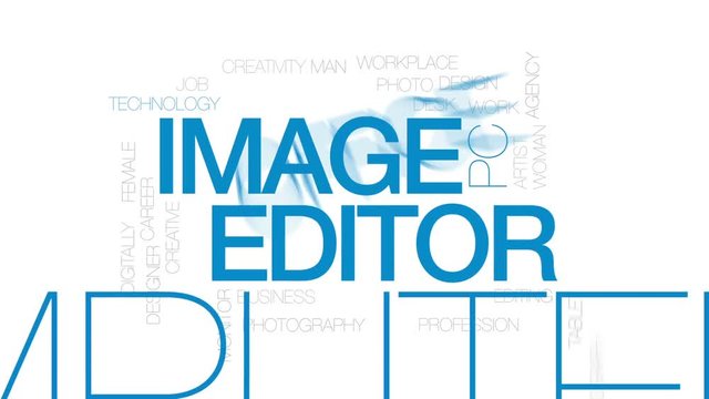 Image editor animated word cloud, text design animation.