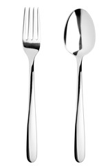 fork, spoon, cutlery on white background, isolated