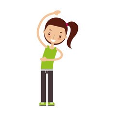 fitness woman doing stretching up vector illustration