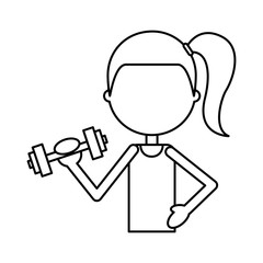 cartoon girl doing exercise with dumbells vector illustration 