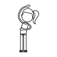 woman doing stretching up vector illustration