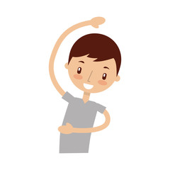 cartoon boy stretching up vector illustration graphic design