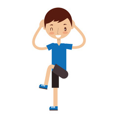 isolated fitness boy exercising icon vector illustration