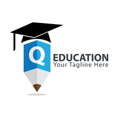 Initial Letter Q Education Logo