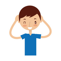 Half body boy exercising vector illustration graphic design