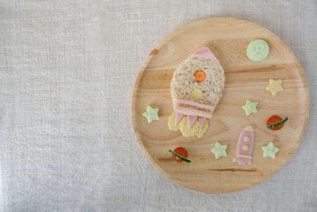 Rocket lunch plate, fun food art for kids
