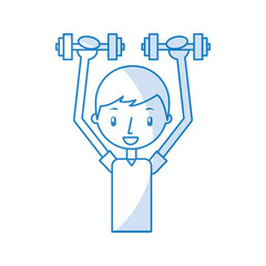 boy exercising with dumbells vector illustration graphic design