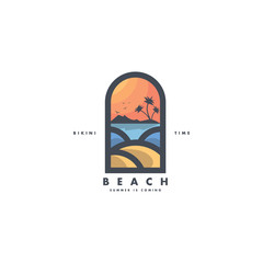 Summer beach logo template
