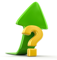 Question sign with arrow up. Image with clipping path