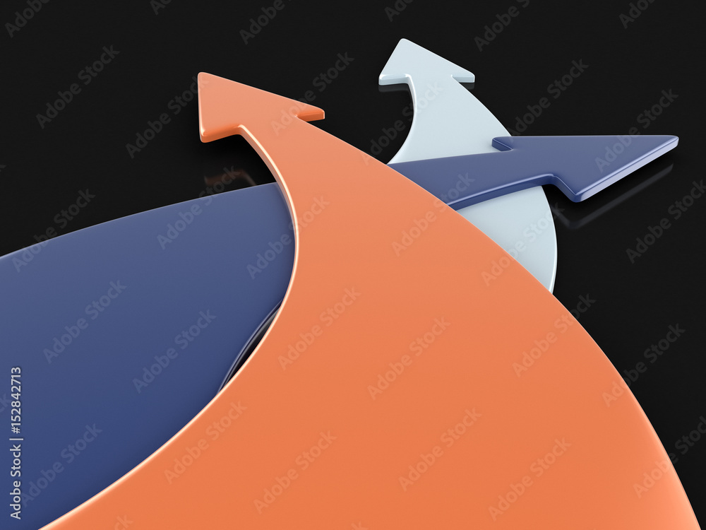Poster 3d image of arrows in different directions. image with clipping path