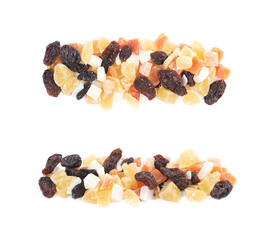 Nuts and dried fruits mix isolated