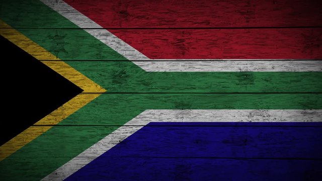 Painting flag of South Africa on old wood boards
