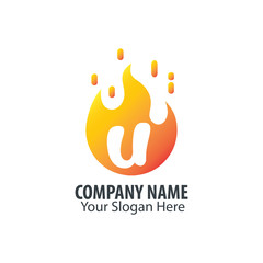 Initial Letter U Fire Logo