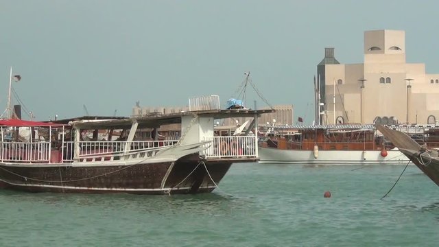 Boats within the back groud Museum of Islamic Art