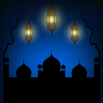 Mosque and lanterns