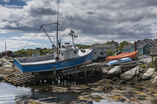 Fishing boat on dry dock, Nova Scotia, Canada